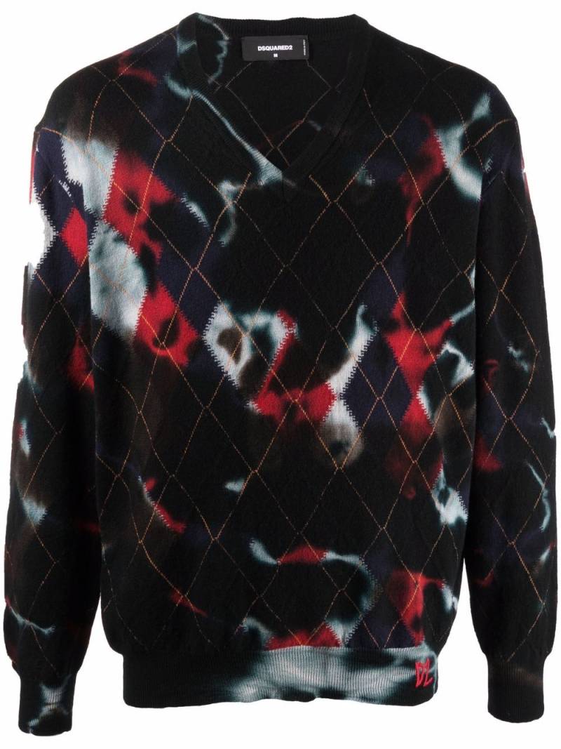 DSQUARED2 argyle knit jumper - Black von DSQUARED2