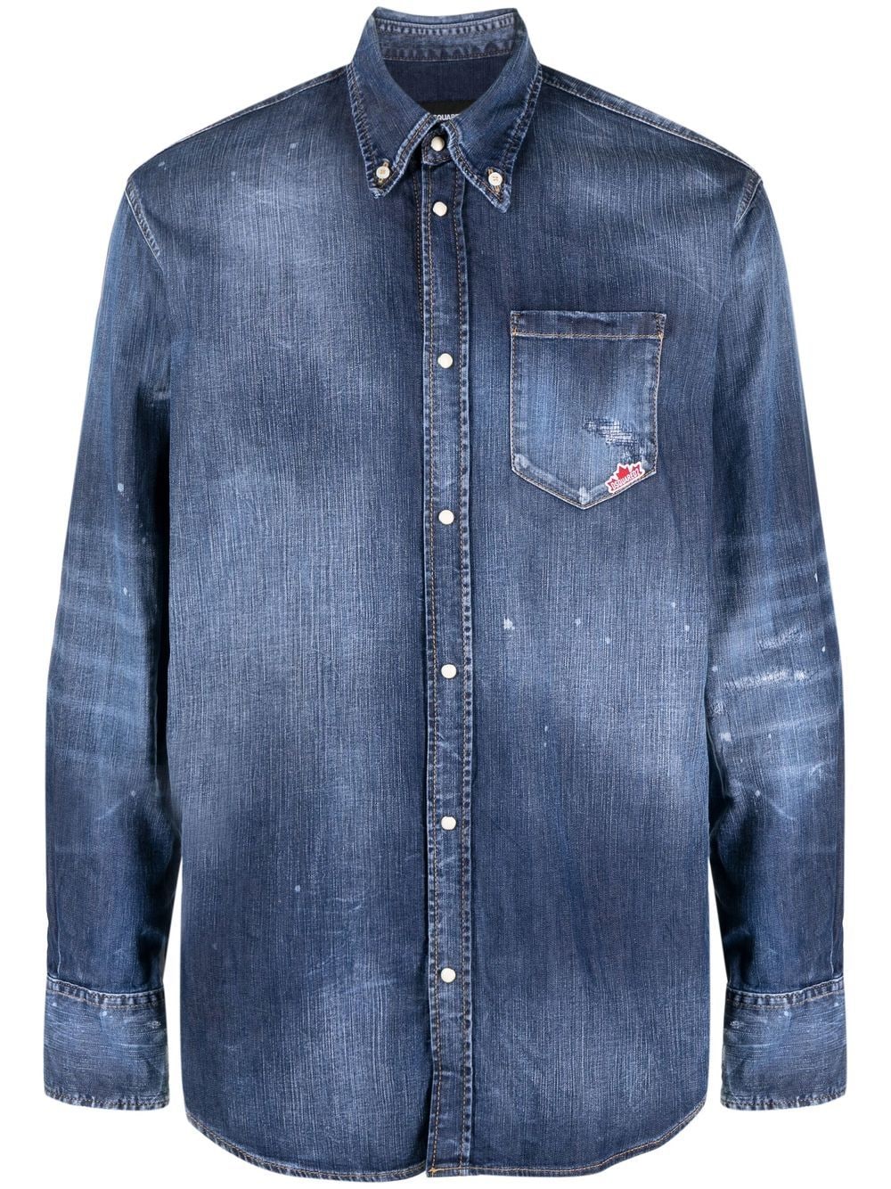 DSQUARED2 button-collar faded denim shirt - Blue von DSQUARED2