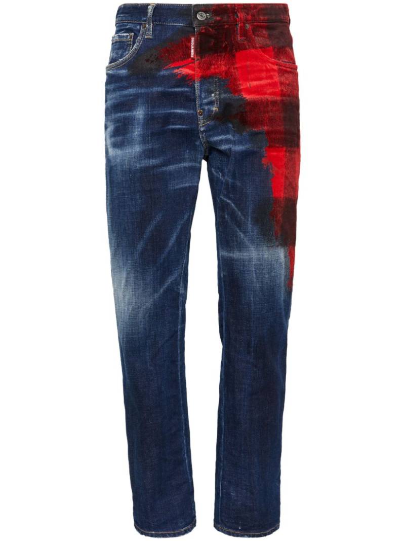 DSQUARED2 checked-panel denim jeans - Blue von DSQUARED2