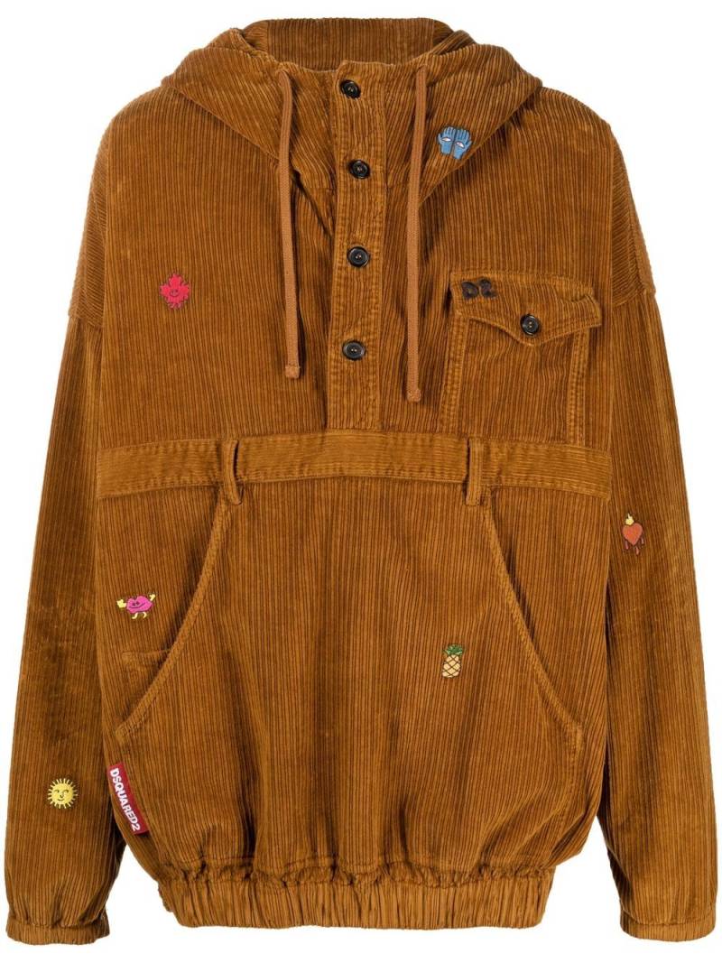 DSQUARED2 corduroy hooded jacket - Brown von DSQUARED2