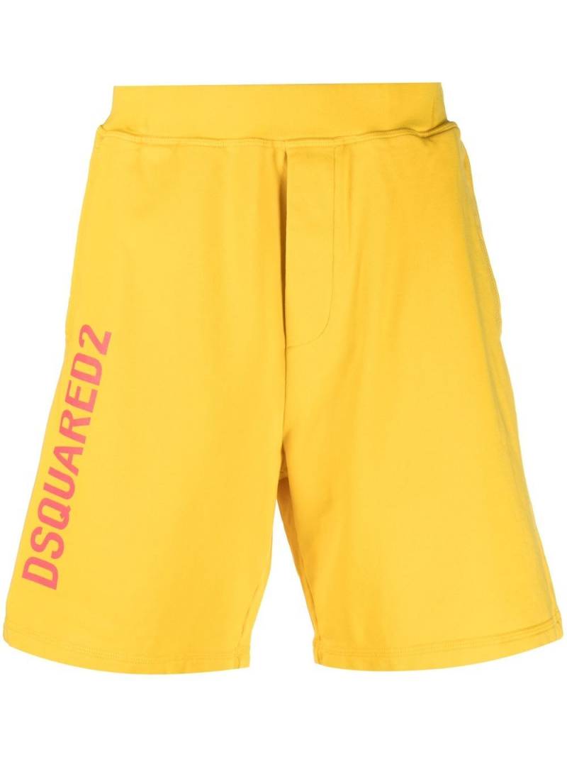 DSQUARED2 cotton logo print shorts - Yellow von DSQUARED2