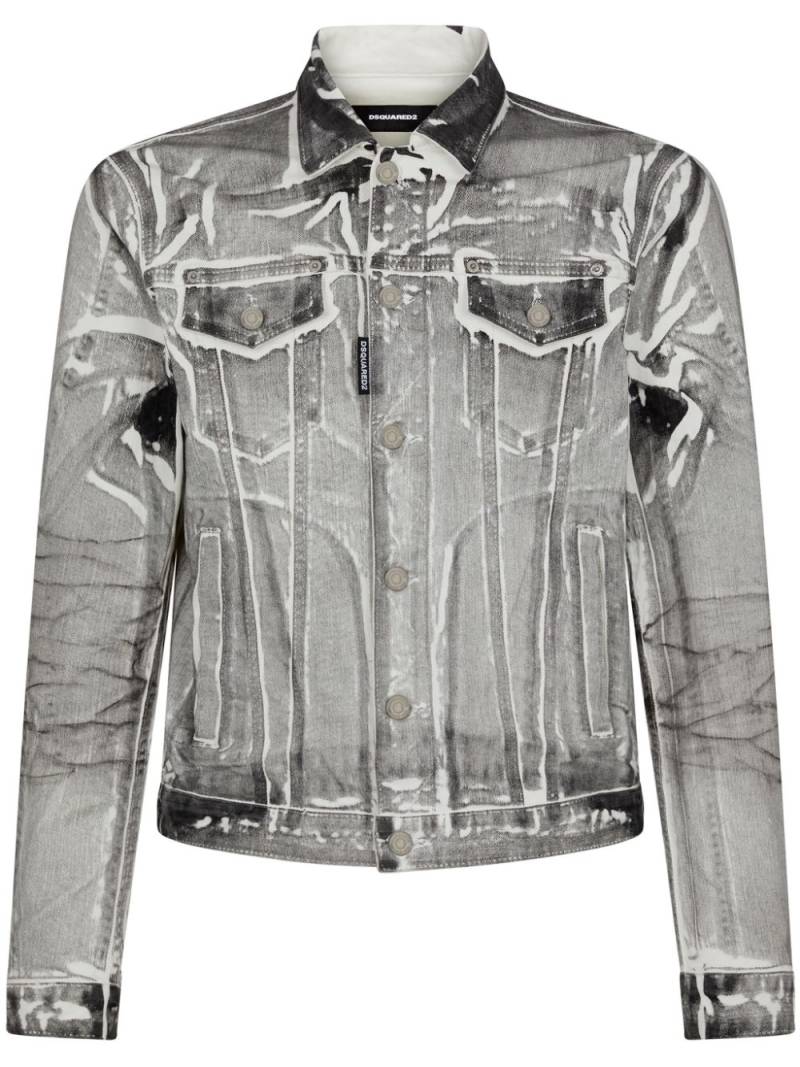 DSQUARED2 cracked-effect denim jacket - Grey von DSQUARED2