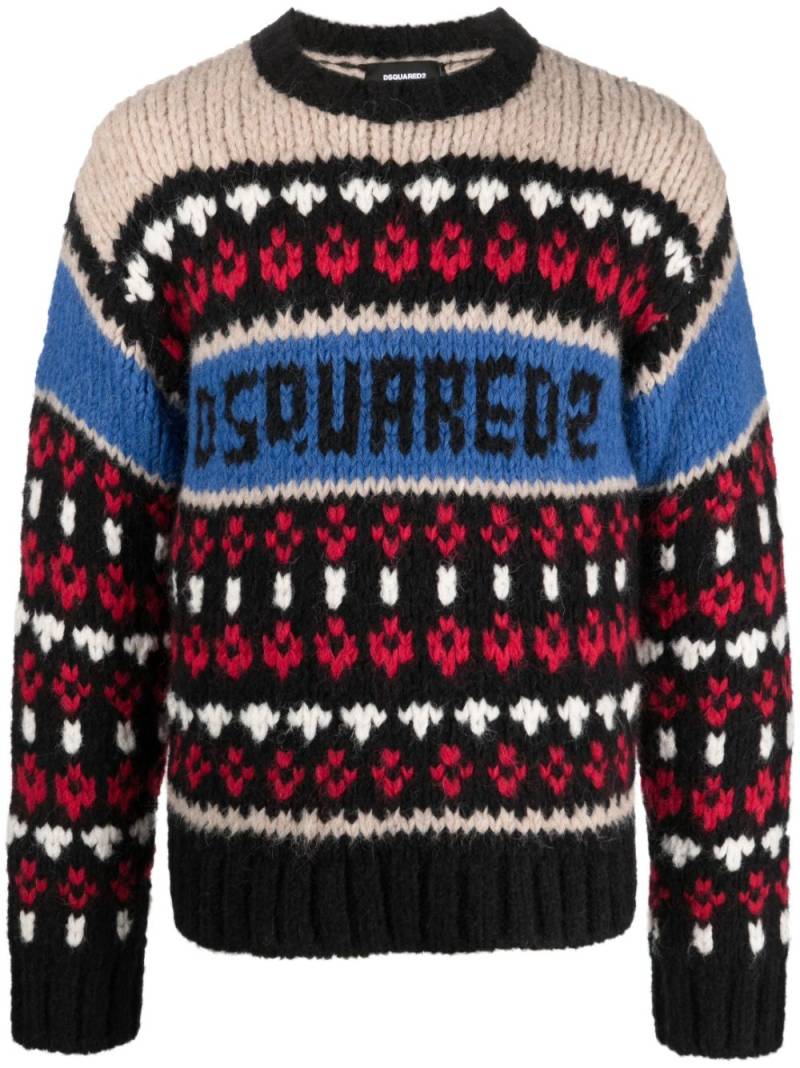 DSQUARED2 crochet-panelling jumper - Black von DSQUARED2