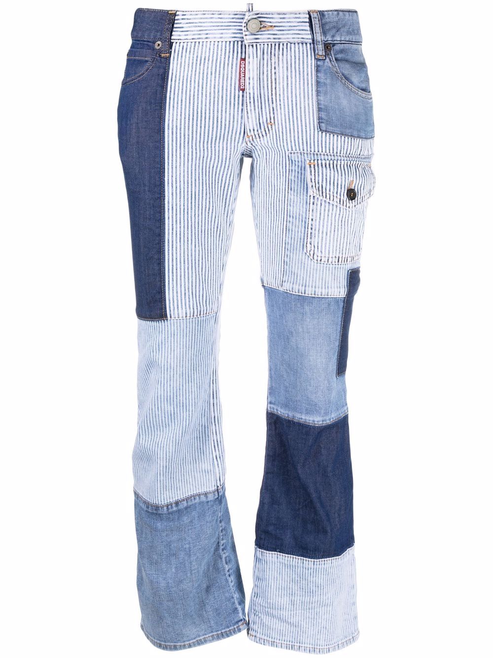DSQUARED2 cropped patchwork pocket-detail jeans - Blue von DSQUARED2
