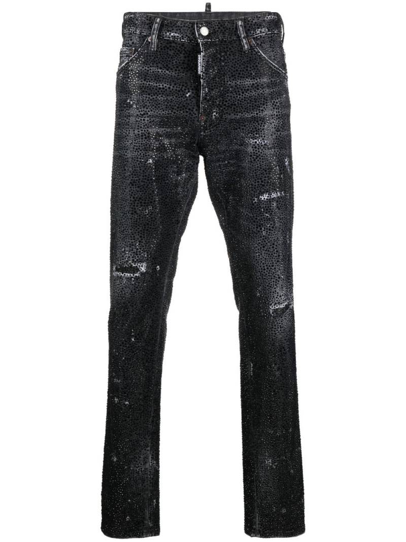 DSQUARED2 crystal-embellished straight-leg jeans - Black von DSQUARED2