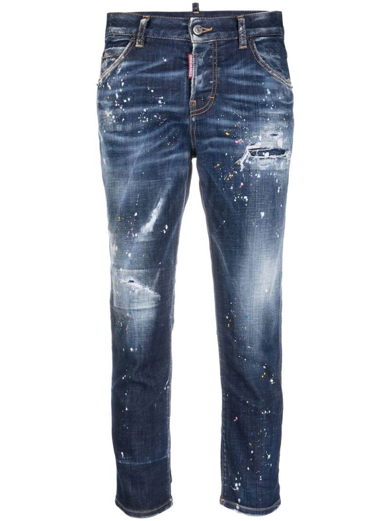 DSQUARED2 distressed cropped jeans - Blue von DSQUARED2