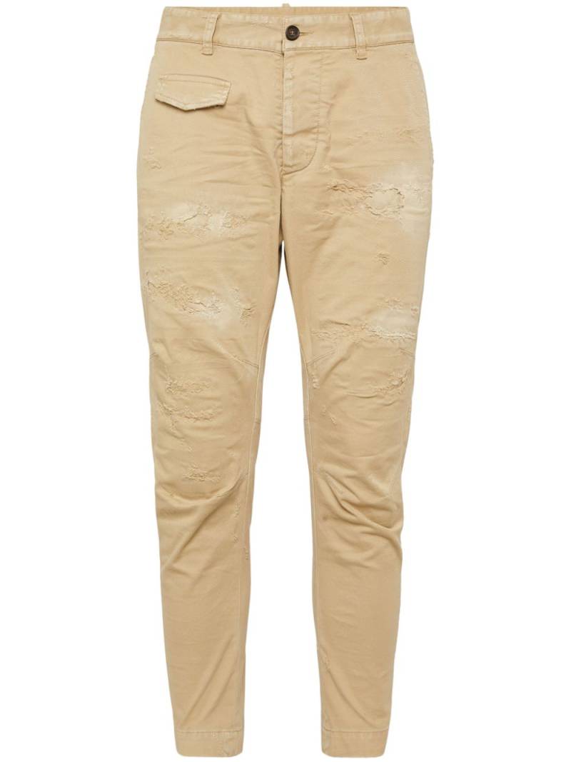 DSQUARED2 distressed-effect sim-cut trousers - Neutrals von DSQUARED2