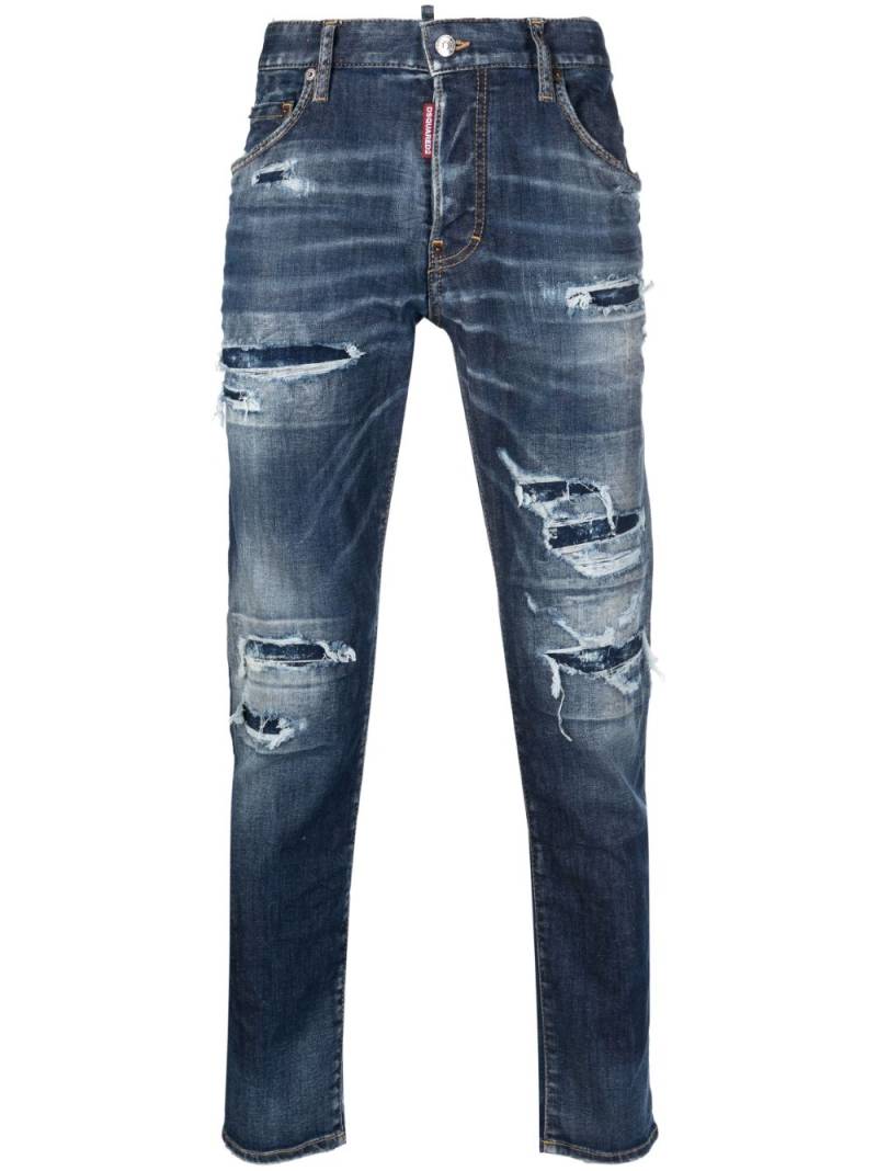 DSQUARED2 distressed-finish tapered-leg jeans - Blue von DSQUARED2