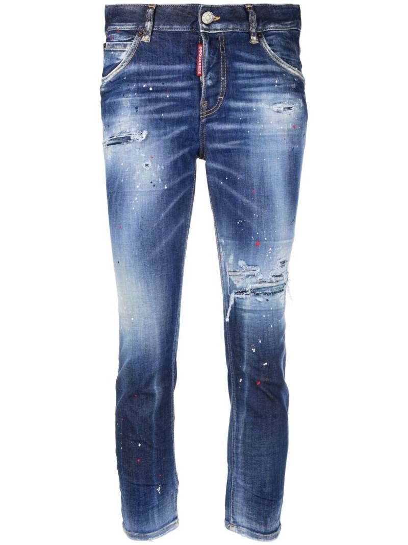 DSQUARED2 distressed skinny-fit cropped jeans - Blue von DSQUARED2