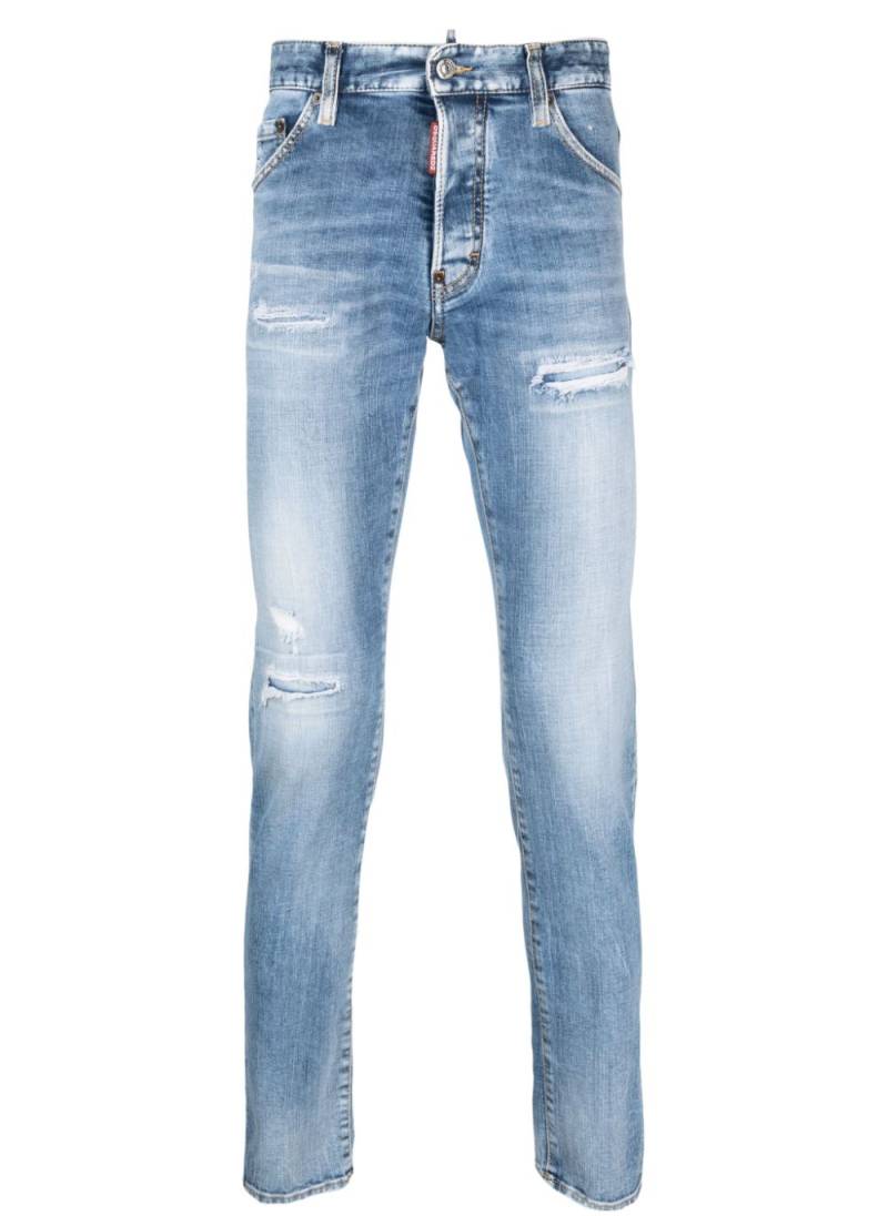 DSQUARED2 distressed straight-leg jeans - Blue von DSQUARED2