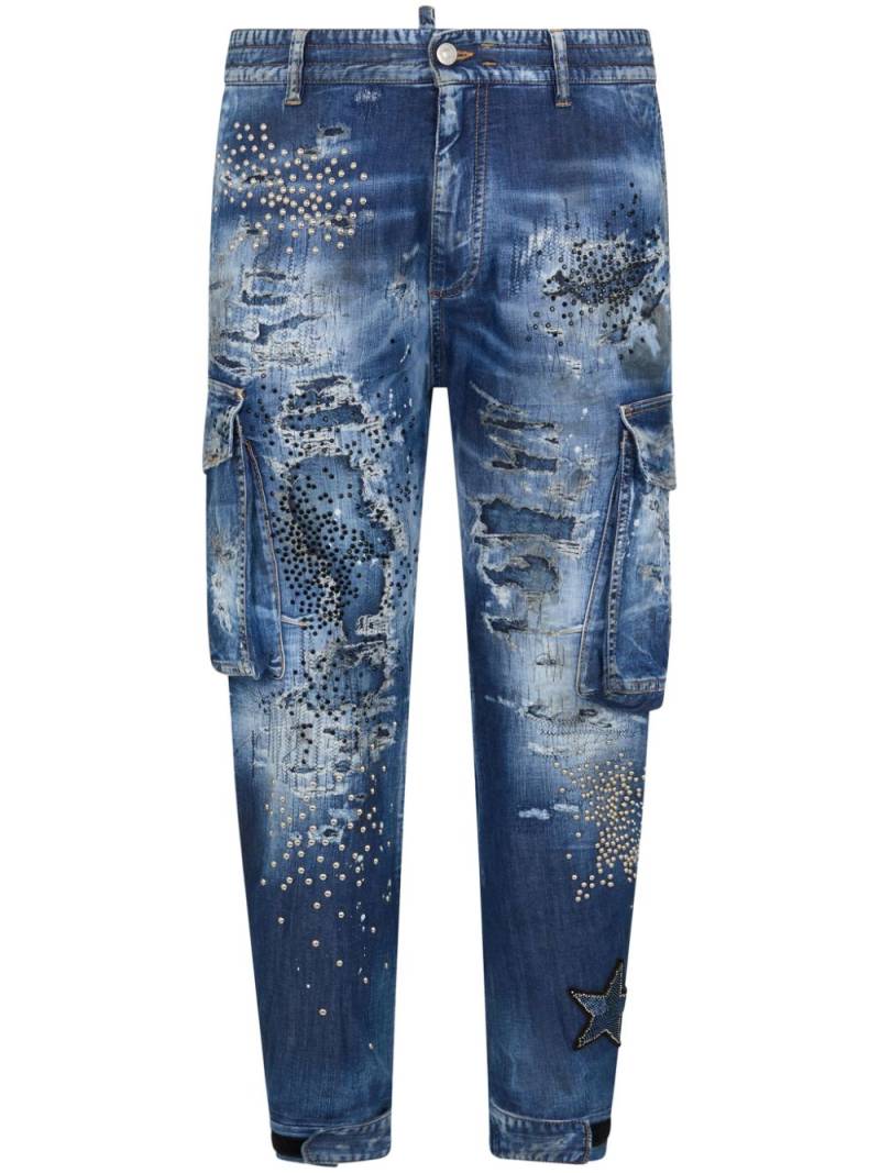 DSQUARED2 embellished cargo jeans - Blue von DSQUARED2