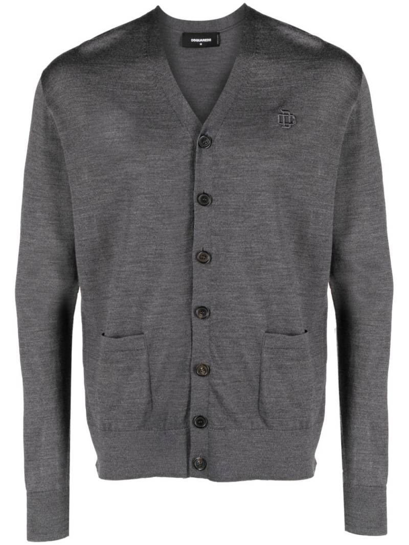 DSQUARED2 embroidered-logo knit cardigan - Grey von DSQUARED2