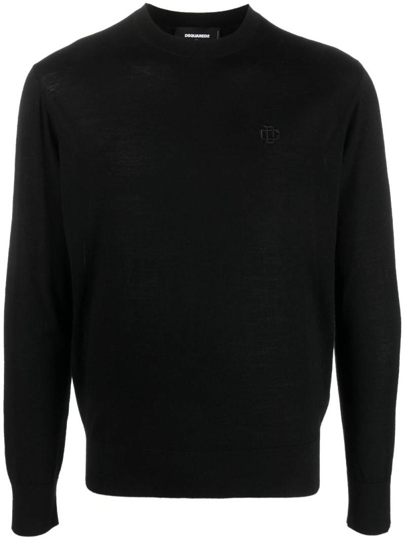 DSQUARED2 embroidered-logo virgin-wool sweatshirt - Black von DSQUARED2