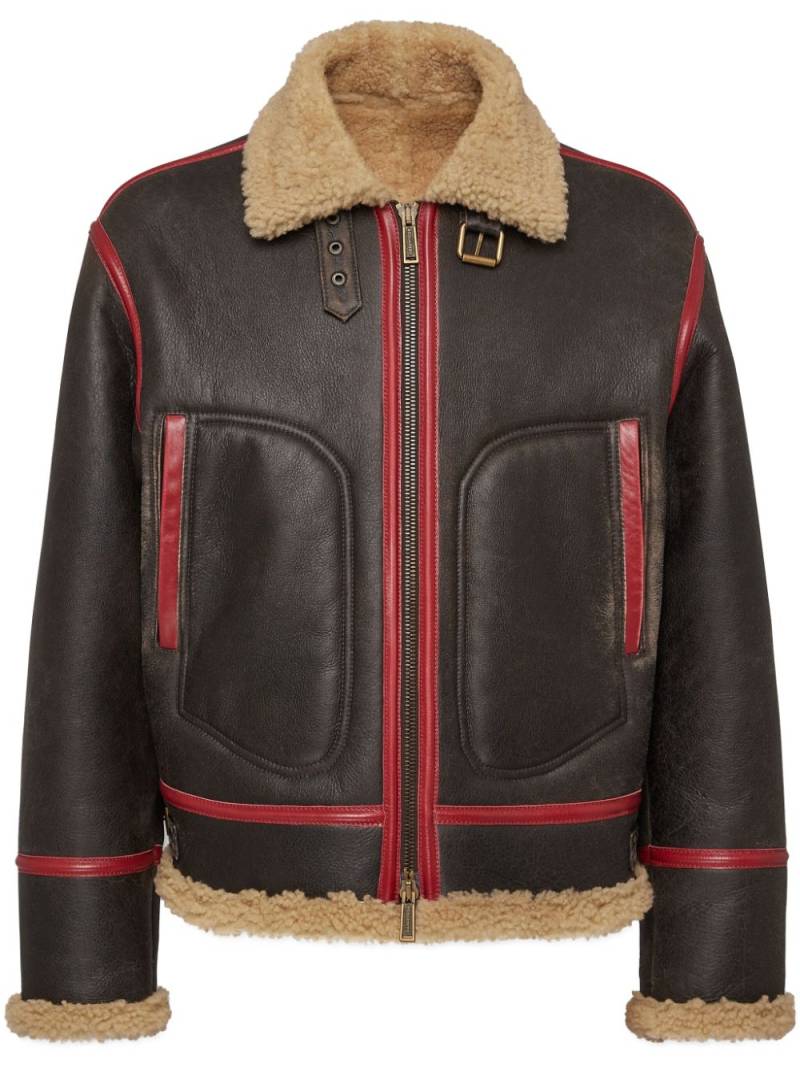 DSQUARED2 fur-lining leather jacket - Brown von DSQUARED2