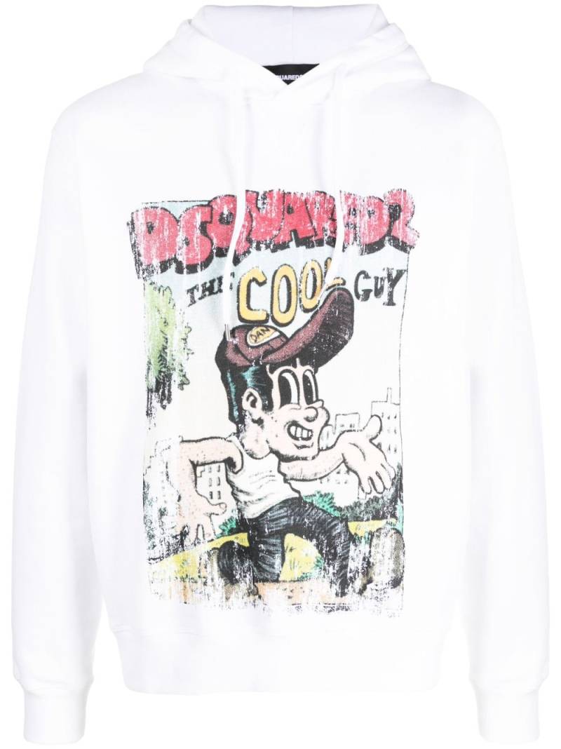 DSQUARED2 graffiti-print cotton hoodie - White von DSQUARED2