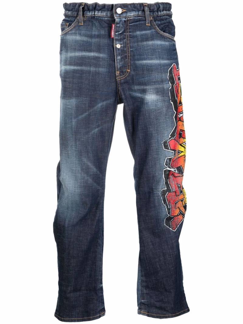 DSQUARED2 graffiti-print loose-fit jeans - Blue von DSQUARED2