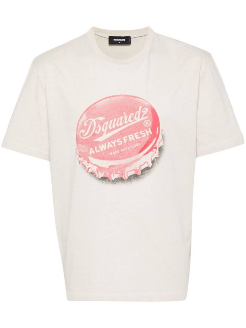 DSQUARED2 graphic-print cotton T-shirt - Neutrals von DSQUARED2