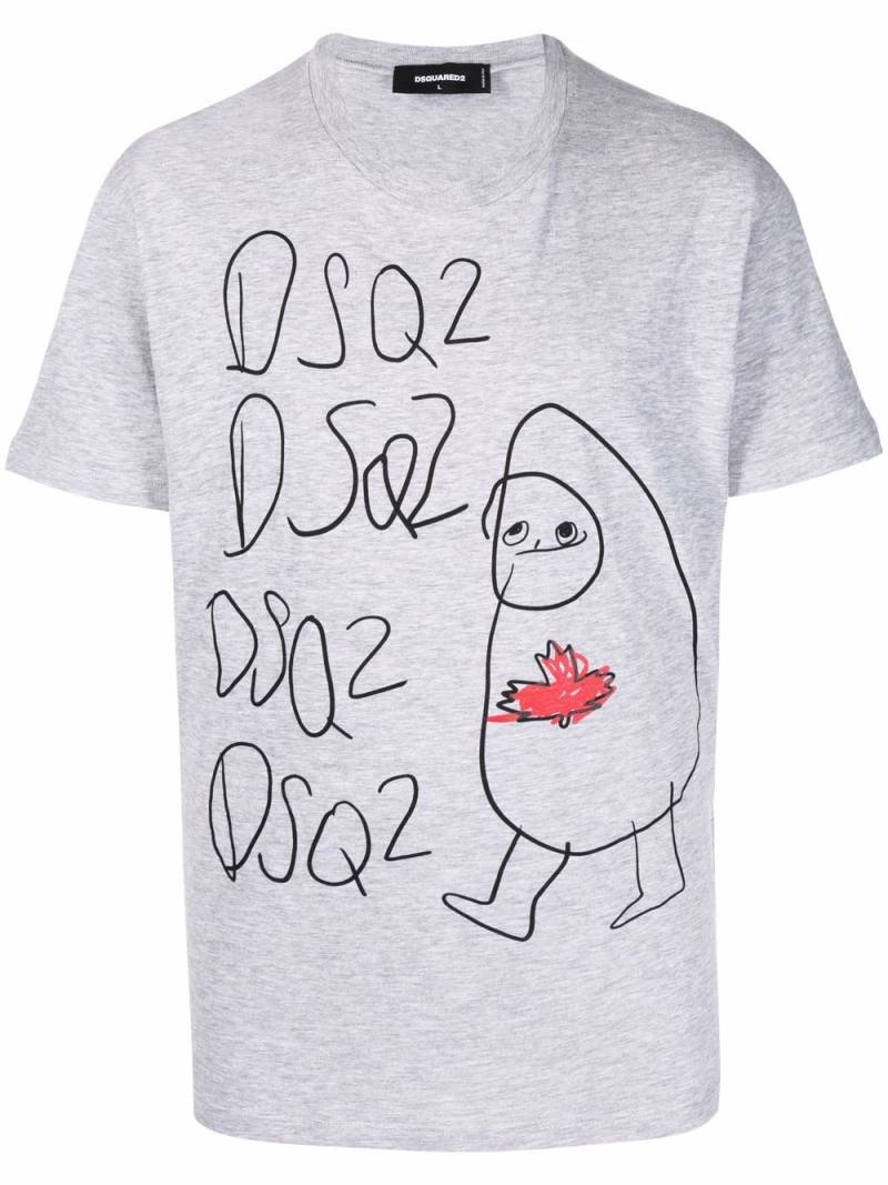 DSQUARED2 graphic-print crewneck T-shirt - Grey von DSQUARED2