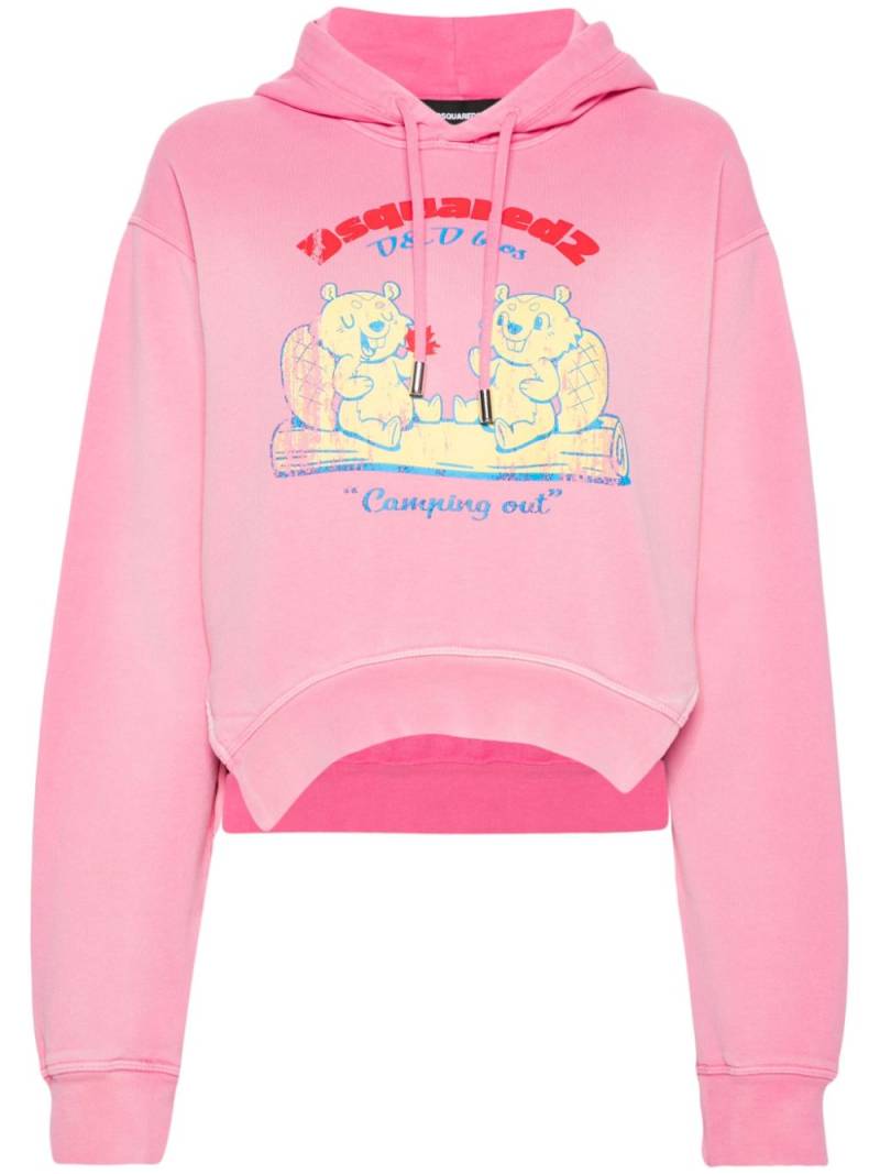 DSQUARED2 graphic-print cropped hoodie - Pink von DSQUARED2