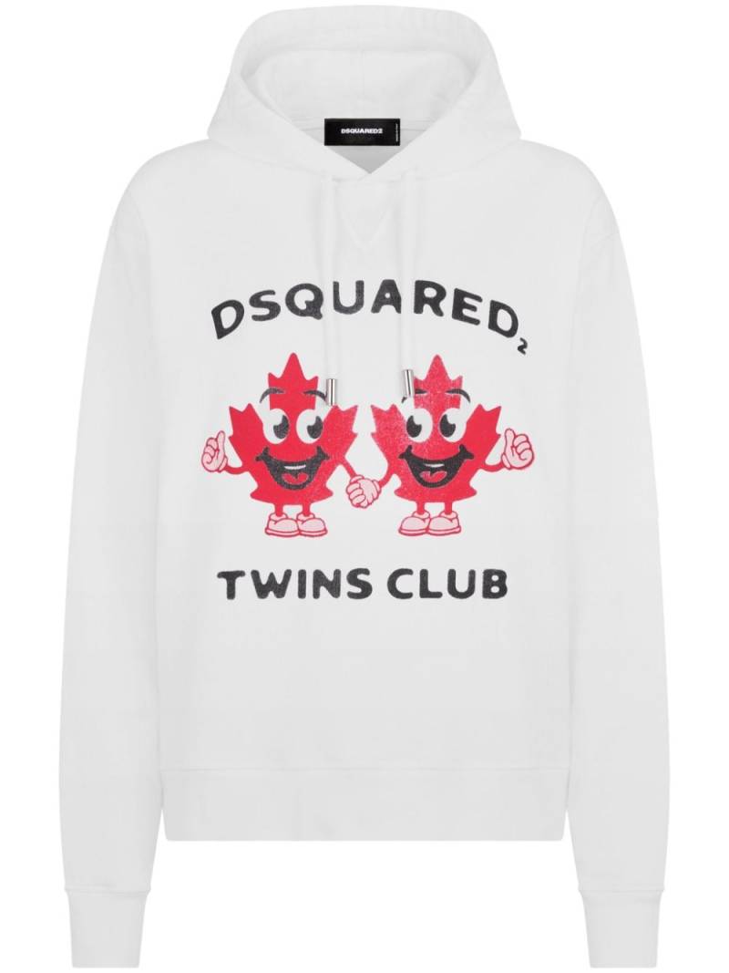 DSQUARED2 graphic-print jersey hoodie - White von DSQUARED2