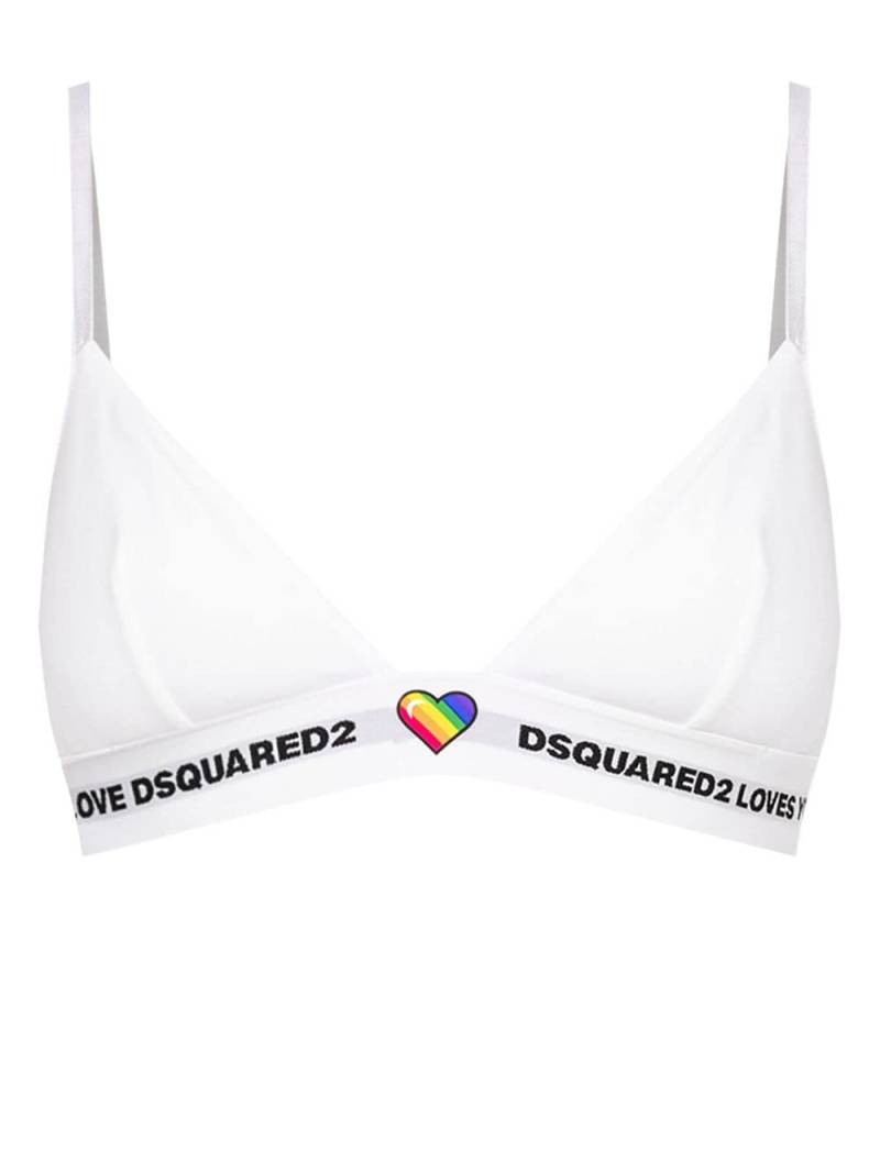 DSQUARED2 heart-appliqué logo-underband bra - White von DSQUARED2