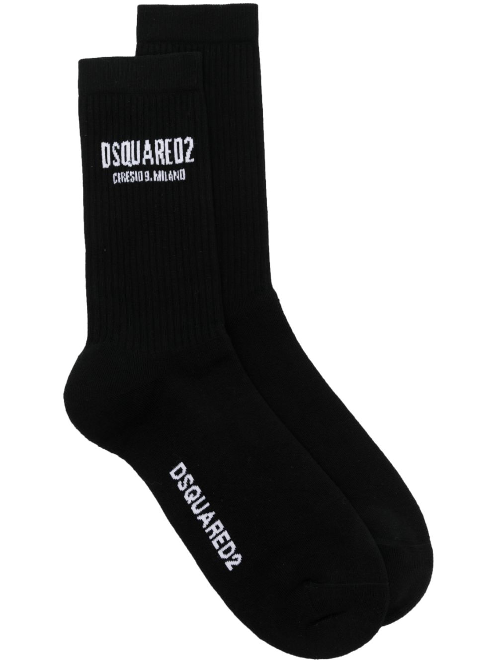 DSQUARED2 intarsia-knit logo ribbed socks - Black von DSQUARED2