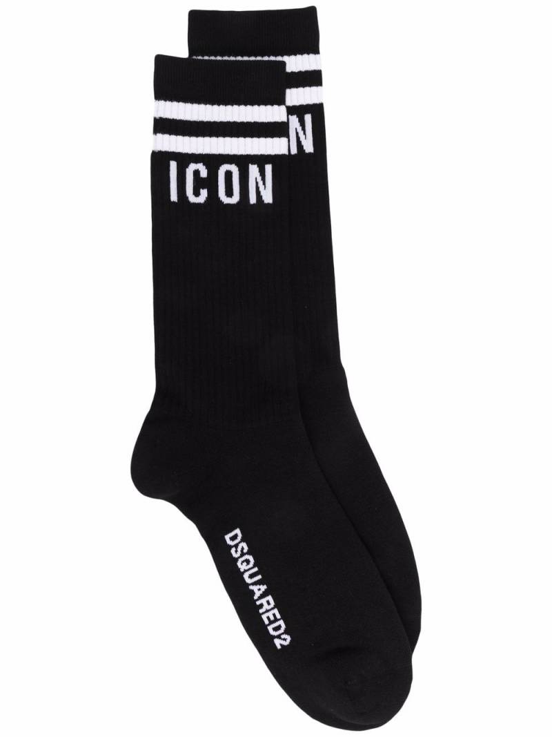 DSQUARED2 intarsia-knit logo socks - Black von DSQUARED2