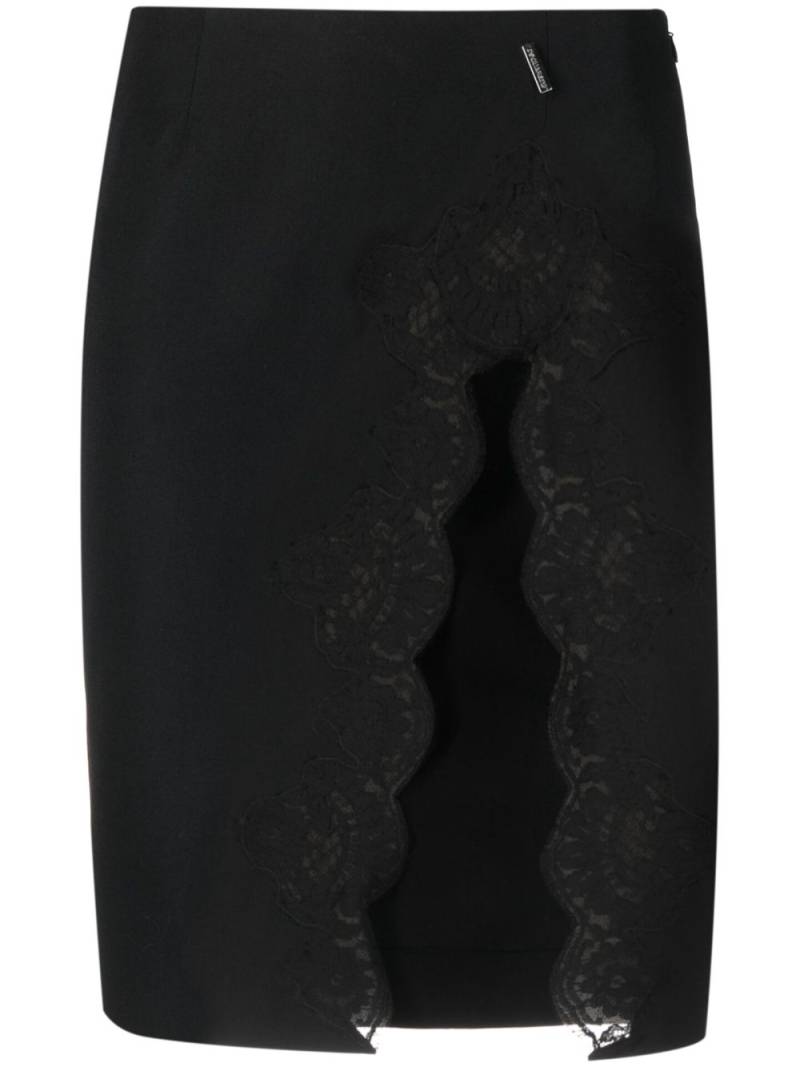 DSQUARED2 lace-detail virgin wool skirt - Black von DSQUARED2