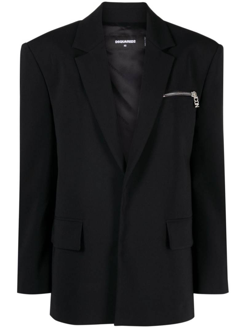 DSQUARED2 logo-charm single-breasted blazer - Black von DSQUARED2