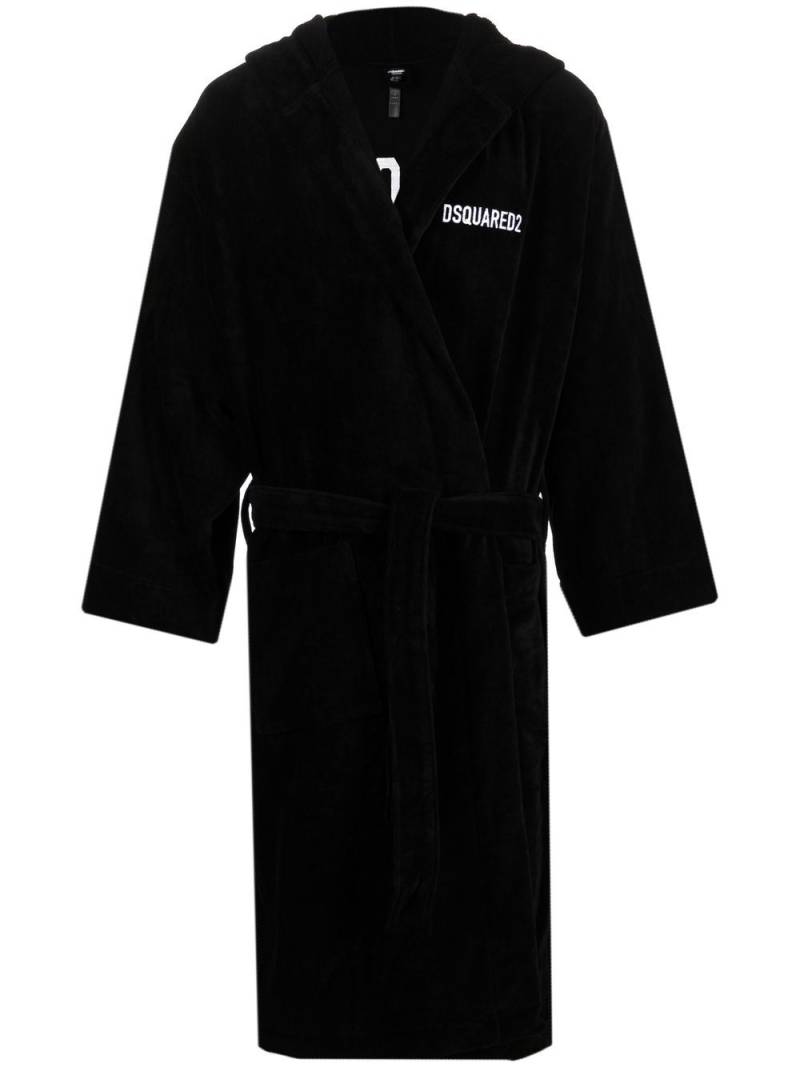 DSQUARED2 logo embroidered bath robe - Black von DSQUARED2