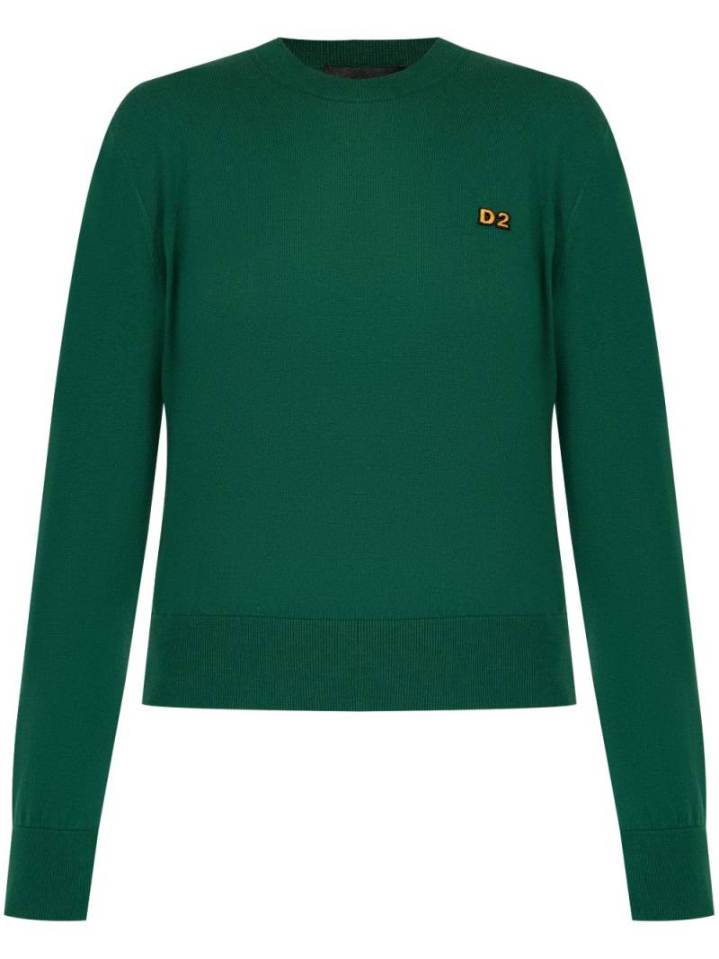 DSQUARED2 logo-embroidered cotton jumper - Green von DSQUARED2