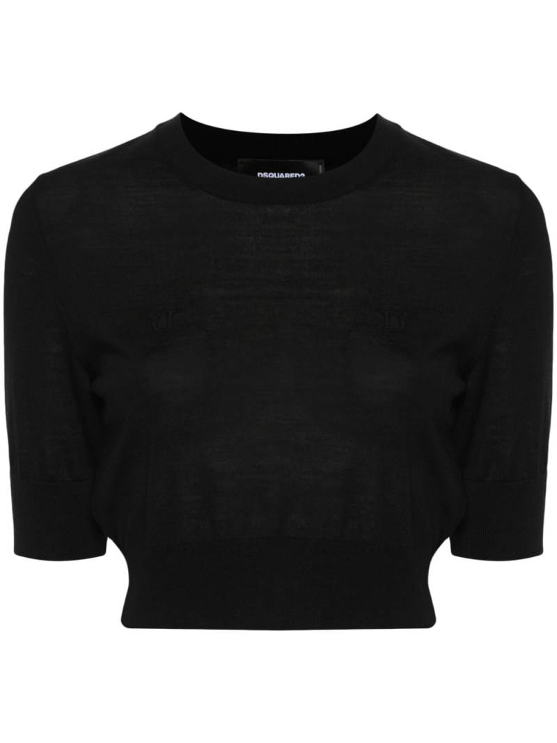 DSQUARED2 logo-embroidered cropped jumper - Black von DSQUARED2