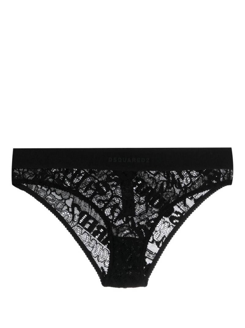 DSQUARED2 logo-embroidered lace briefs - Black von DSQUARED2