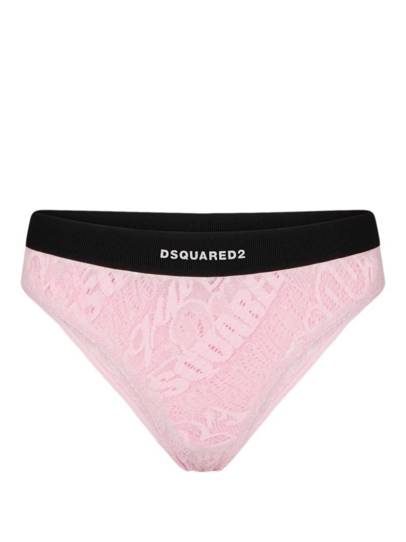 DSQUARED2 logo-embroidered lace briefs - Pink von DSQUARED2