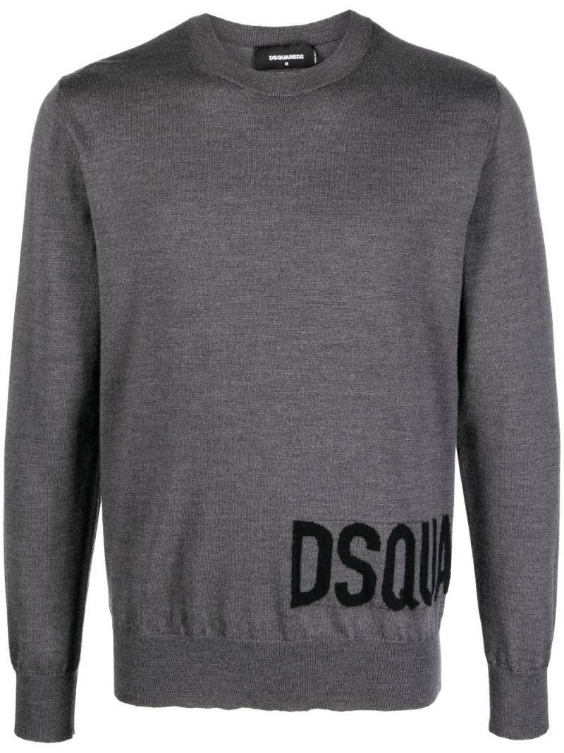 DSQUARED2 logo-intarsia crew-neck sweater - Grey von DSQUARED2