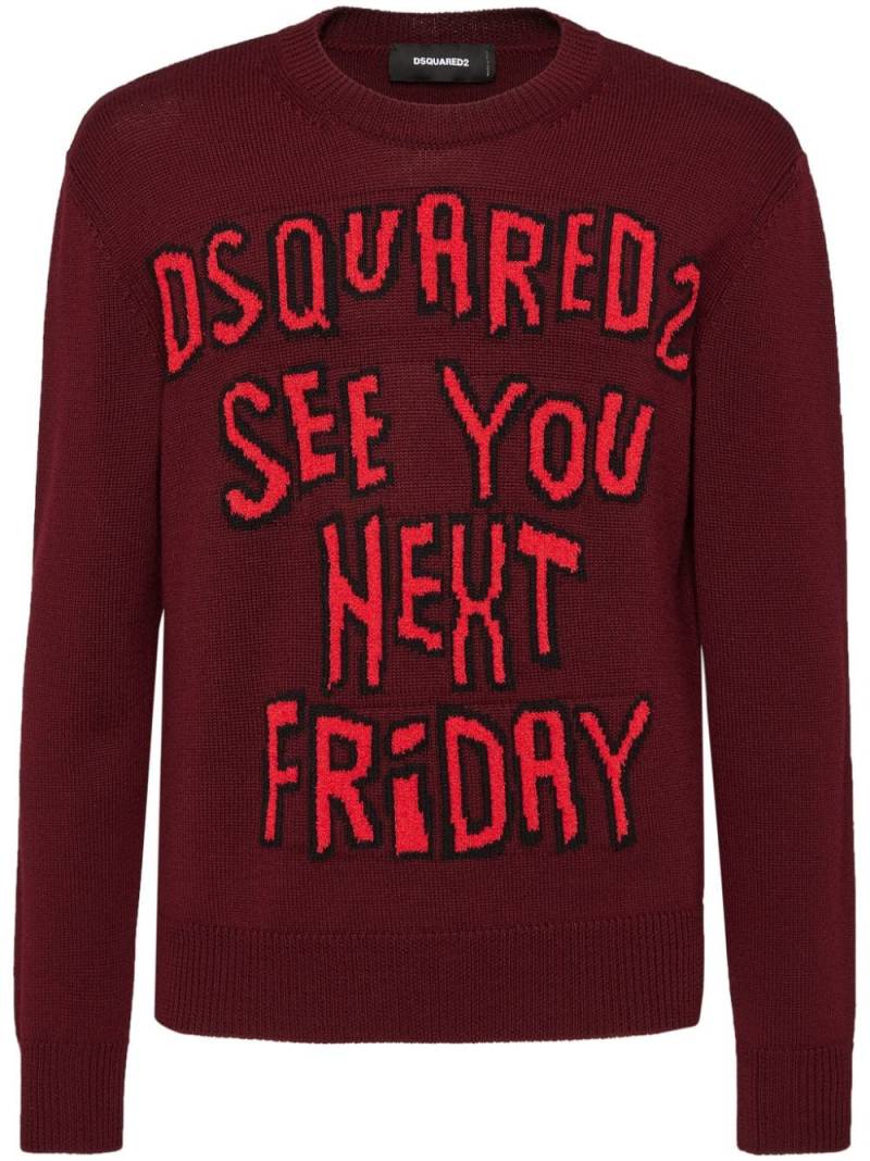 DSQUARED2 logo intarsia-knit wool jumper von DSQUARED2