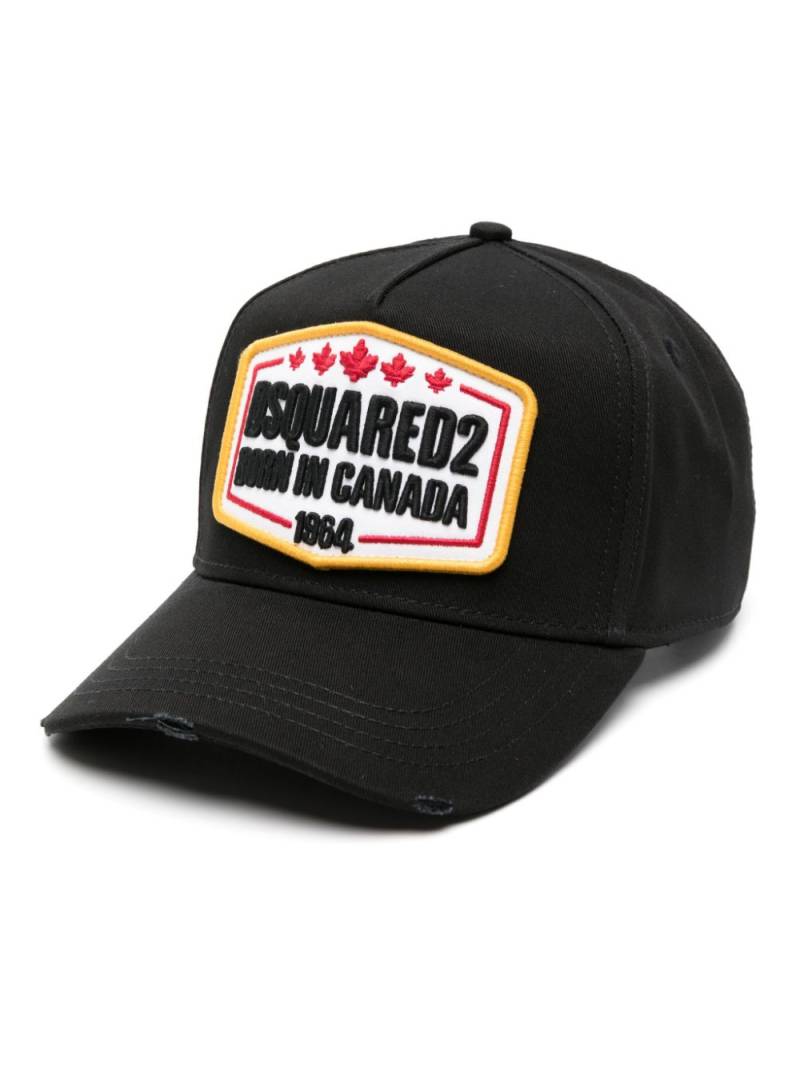 DSQUARED2 logo-patch cotton baseball cap - Black von DSQUARED2