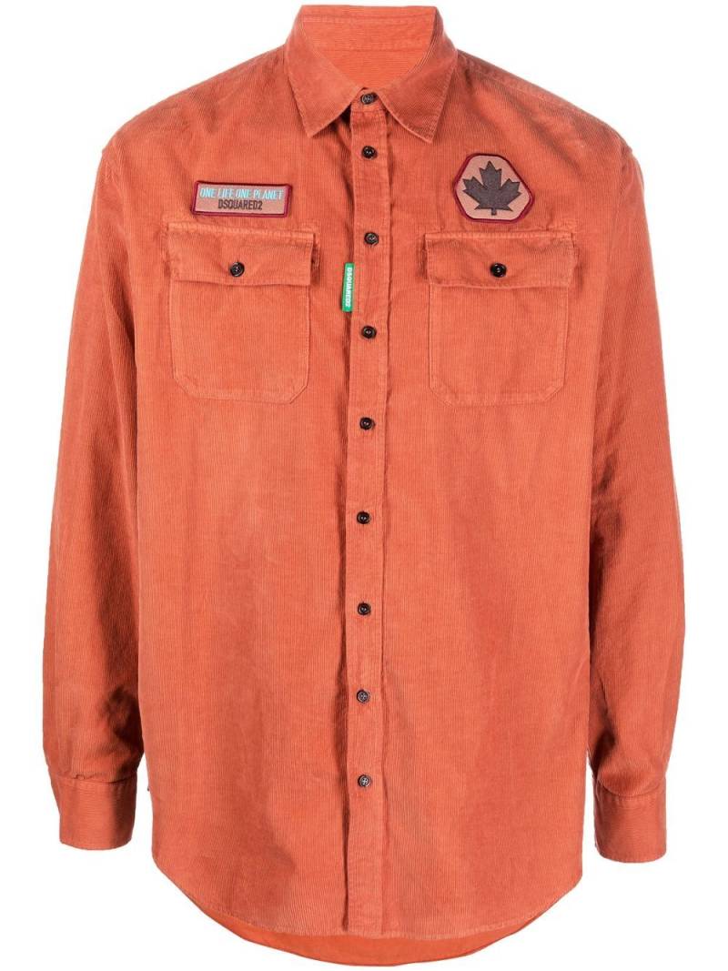 DSQUARED2 logo-patch long-sleeve shirt - Orange von DSQUARED2