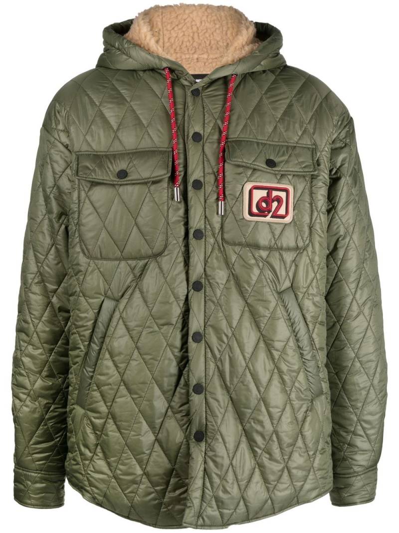 DSQUARED2 logo-patch quilted jacket - Green von DSQUARED2