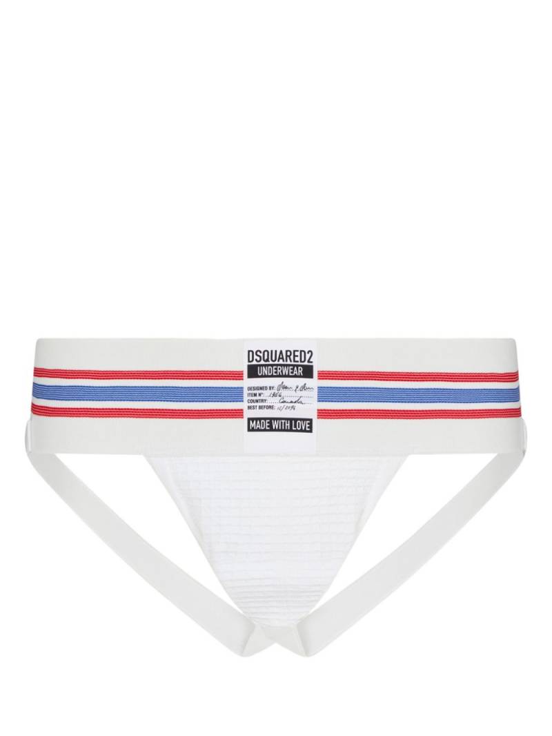 DSQUARED2 logo-patch stripe-detailing briefs - White von DSQUARED2