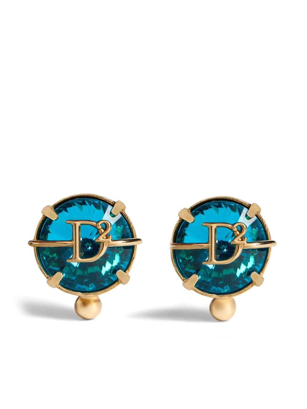 Dsquared2 logo-plaque crystal-embellished earrings - Blue von Dsquared2