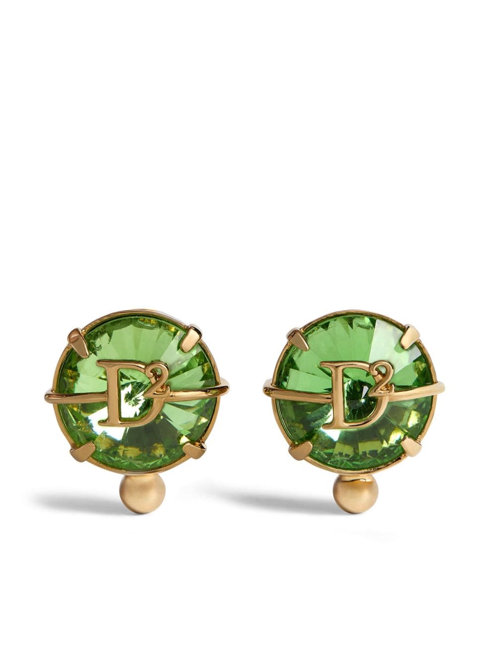 Dsquared2 logo-plaque crystal-embellished earrings - Green von Dsquared2