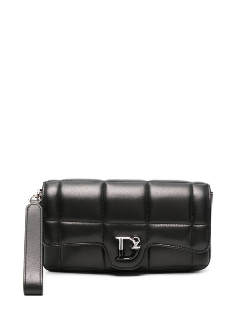 DSQUARED2 logo-plaque leather clutch bag - Black von DSQUARED2