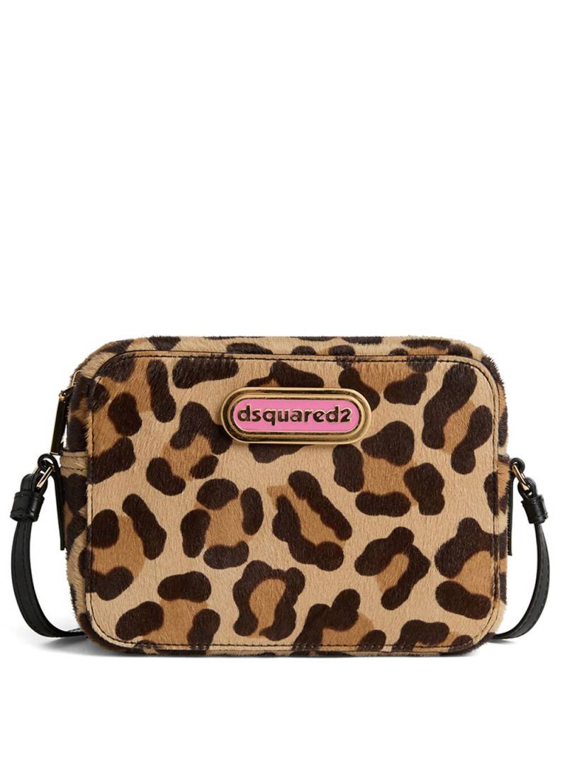 DSQUARED2 logo-plaque leopard-print cross body bag - Neutrals von DSQUARED2