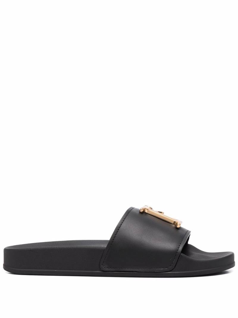 DSQUARED2 logo-plaque open-toe slides - Black von DSQUARED2