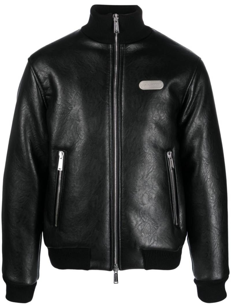 DSQUARED2 logo-plaque zipped faux-leather jacket - Black von DSQUARED2