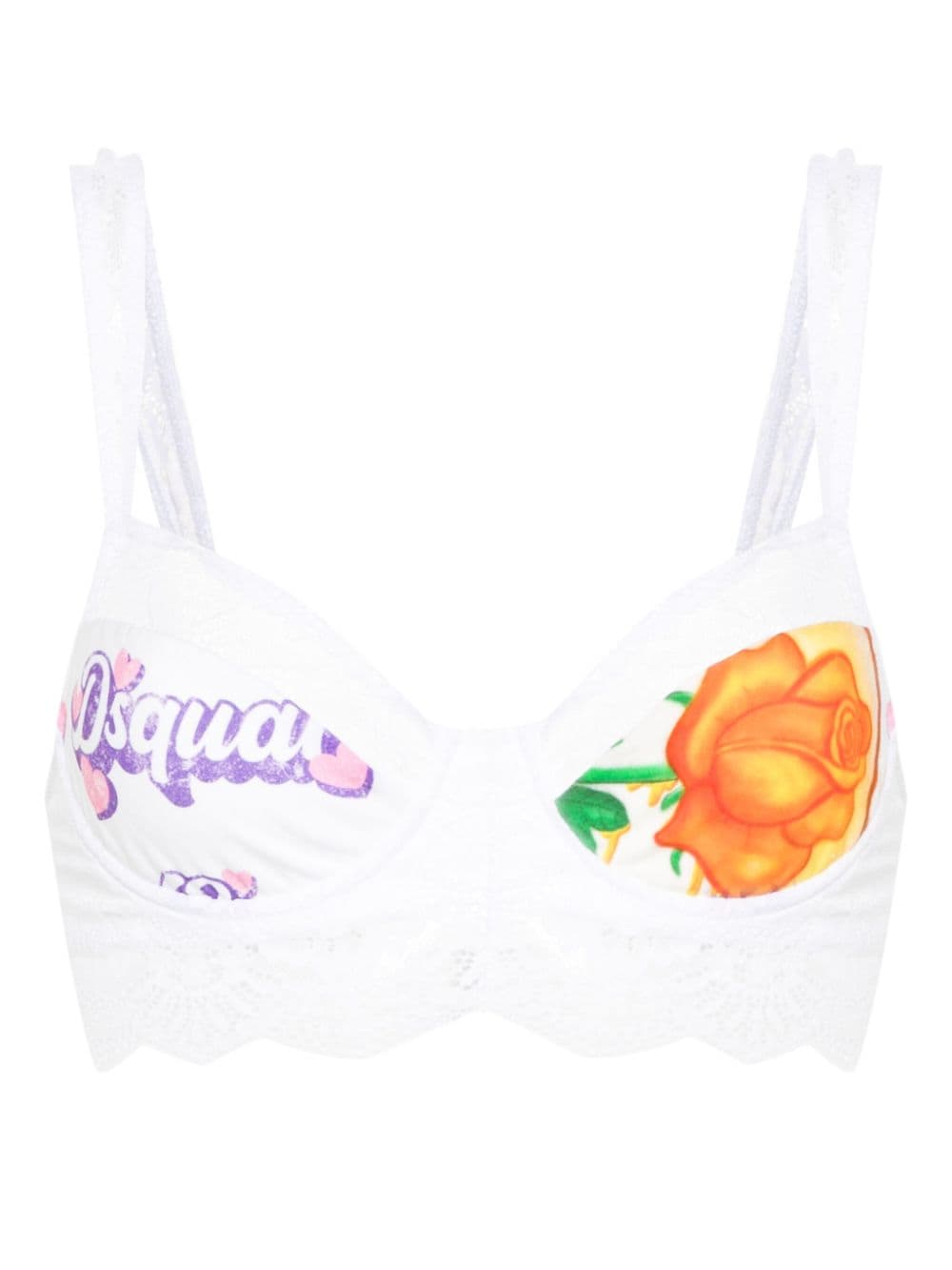 DSQUARED2 logo-print balconette bra - White von DSQUARED2