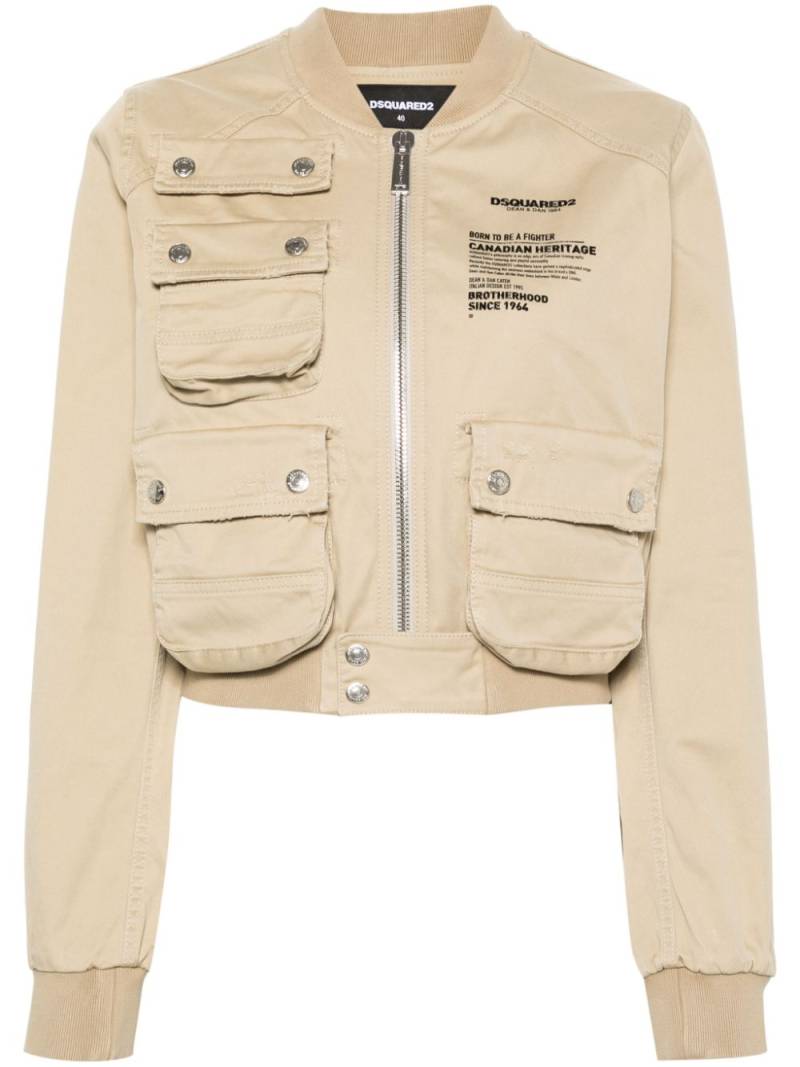 DSQUARED2 logo-print bomber jacket - Neutrals von DSQUARED2