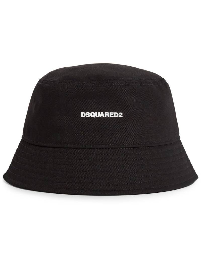 DSQUARED2 logo-print cotton bucket hat - Black von DSQUARED2