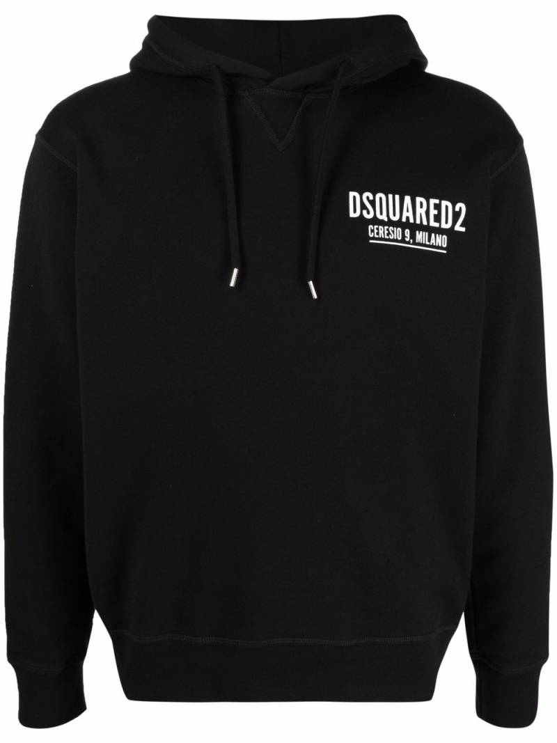 DSQUARED2 logo-print cotton hoodie - Black von DSQUARED2